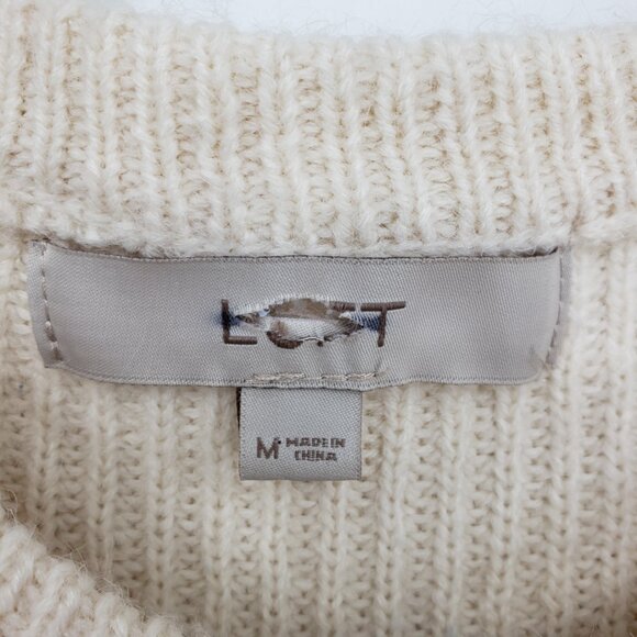 3/$25 LOFT Ombre Pullover Sweater M Merino Wool Blend Chunky Ribbed Cream - Picture 7 of 8